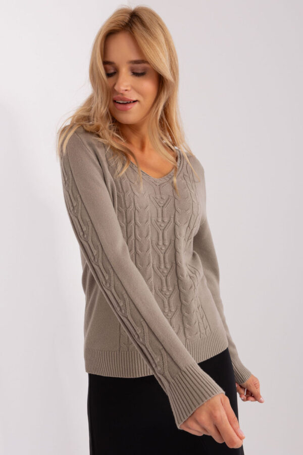 Sweter Damski Model AT-SW-2329.98P Dark Beige - AT - obrazek 3