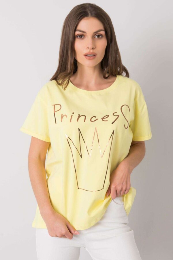 T-shirt Damski Model FA-TS-7121.88P Light Yellow - Fancy - obrazek 3