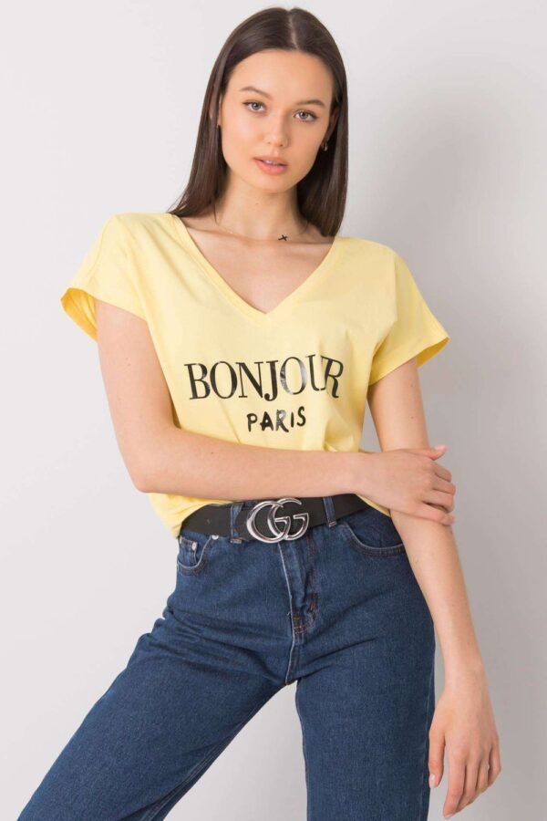 T-shirt Damski Model FA-TS-7142.37P Light Yellow - Fancy - obrazek 3