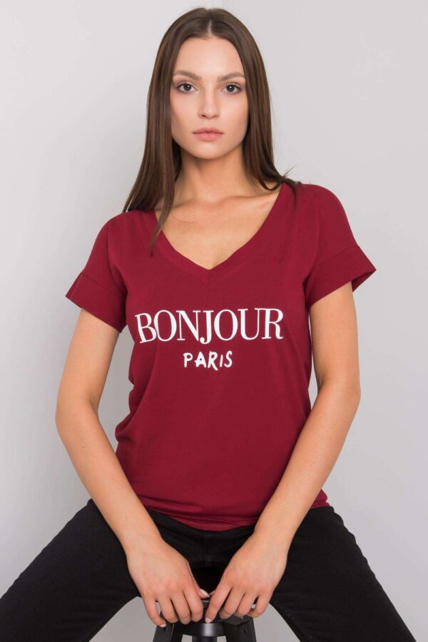 T-shirt Damski Model FA-TS-7161.32P Bordo - Fancy