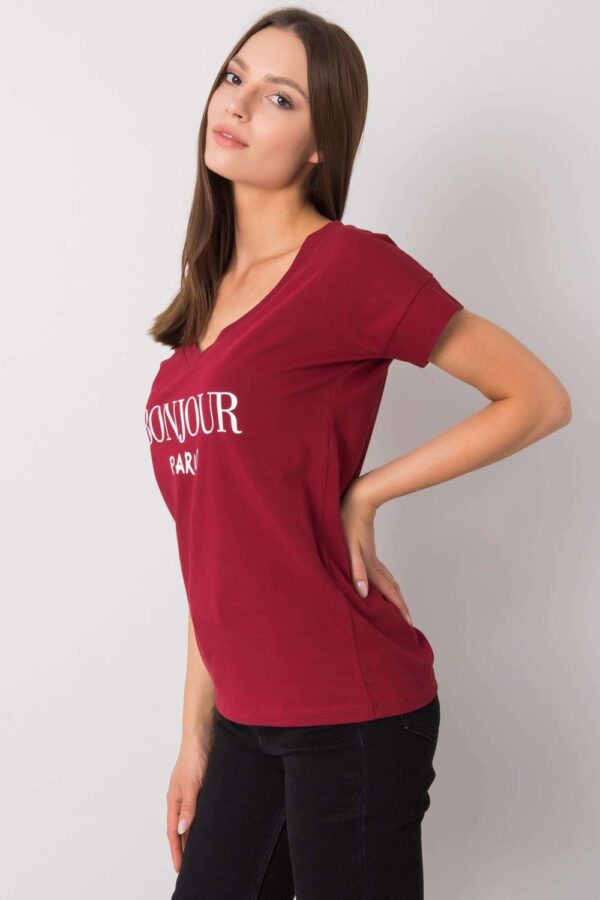 T-shirt Damski Model FA-TS-7161.32P Bordo - Fancy - obrazek 4