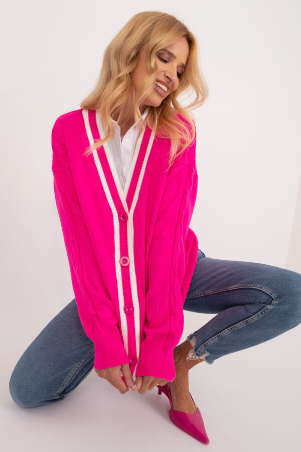 Sweter Damski Model BA-SW-12055.14X Fluo Pink - Badu - obrazek 3