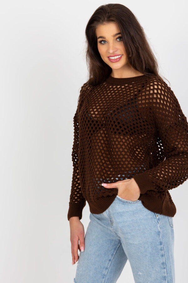 Sweter Damski Model BA-SW-9006.38P Brown - Badu - obrazek 4