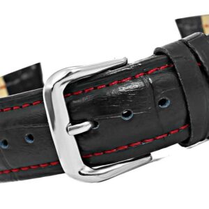 Pasek do zegarka - Skóra 20 mm 20K1 Czarno-Czerwony