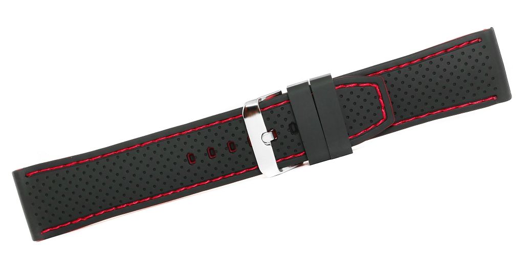 Pasek silikonowy CZARNO-CZERWONY U17-20-1 - obrazek 3