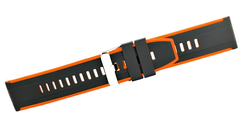 Pasek silikonowy CZARNO-POMARAŃCZOWY U22-20-4 - obrazek 3