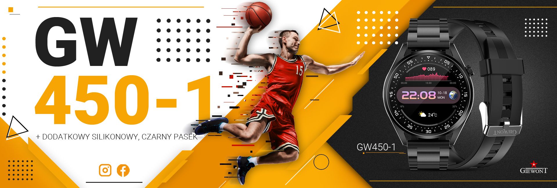 Smartwatch GIEWONT Vertex SmartCall GW450-1 Carbon/Carbon Silikon - obrazek 3