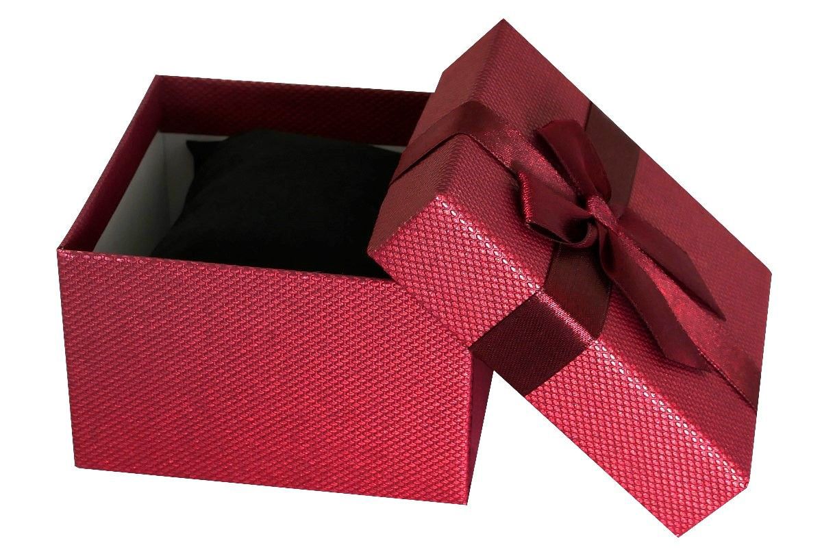 Pudełko na zegarek - kokardka - bordowe - obrazek 3