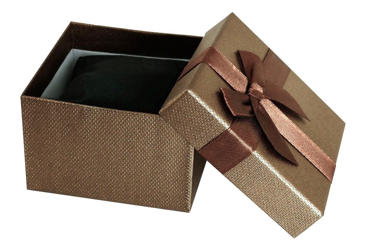 Pudełko na zegarek - kokardka - brązowe - obrazek 3