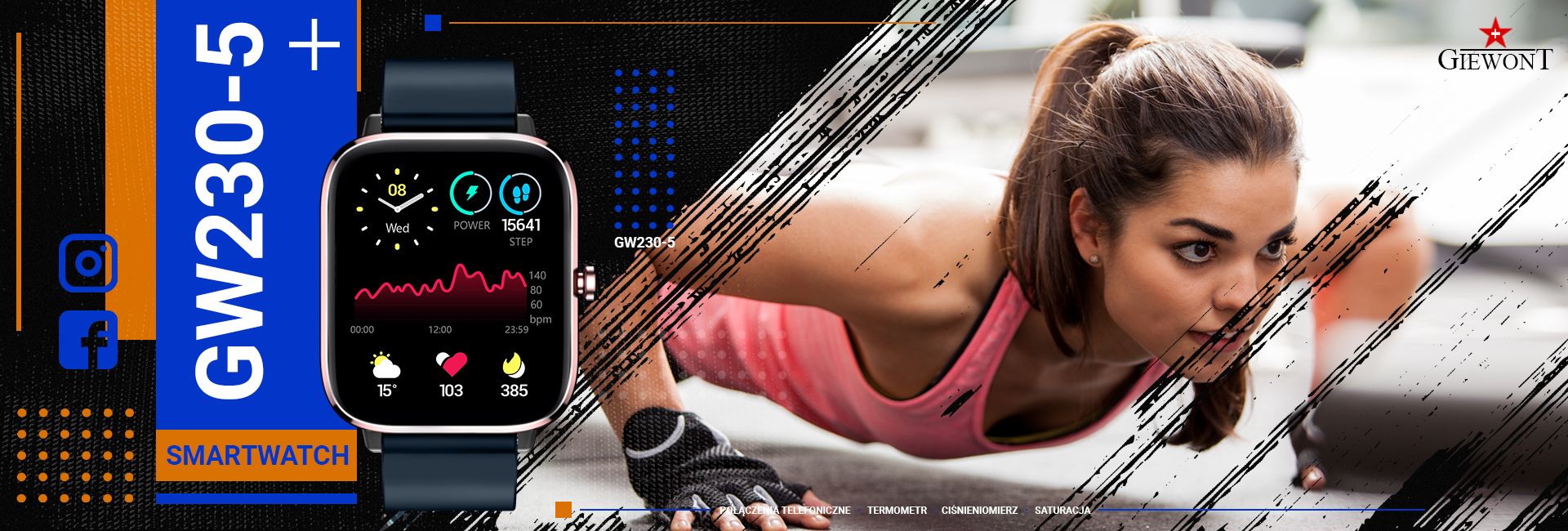 Smartwatch GIEWONT Dynamic SmartCall GW230-5 - RoseGold/Deep Ocean