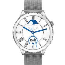 Smartwatch Damski Rubicon RNCF02-1 Srebrno-Srebrny + Czarny Silikonowy Pasek