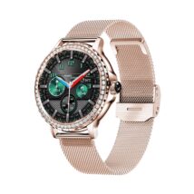 Smartwatch Damski VELTORI VT320-1 Złota Bransoleta + Różowy Pasek Silikonowy