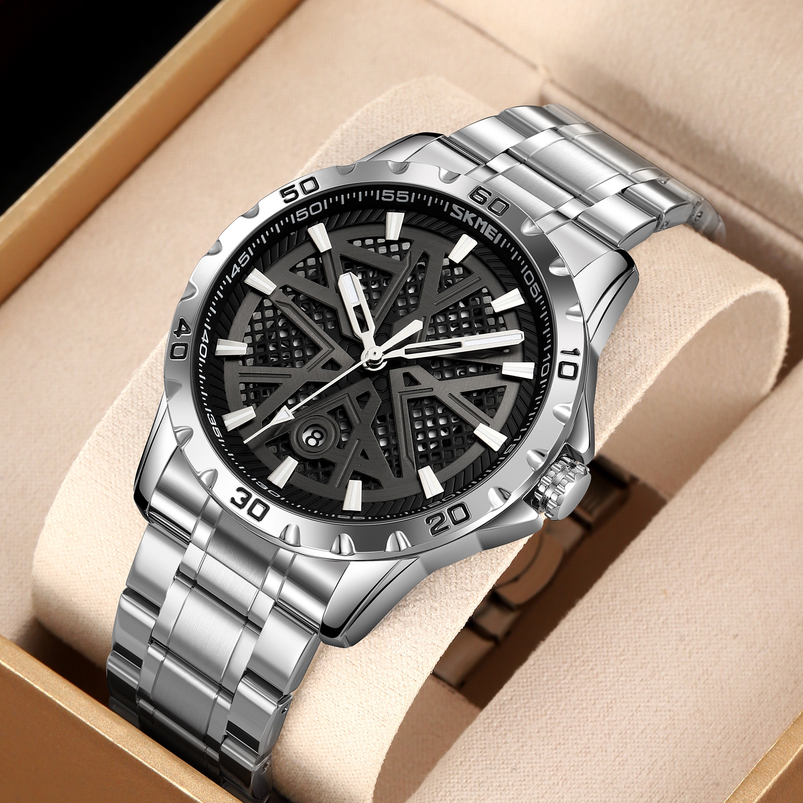 Zegarek Męski Skmei 9337SIBK + BOX - obrazek 3