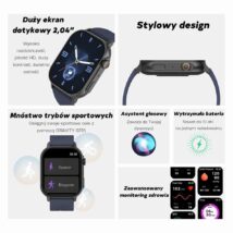 Smartwatch Damski GRAVITY GT15-12 Granatowy Pasek Silikonowy + Czarna Bransoleta