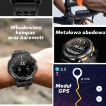 Smartwatch Męski GRAVITY GPS GT24-3 Czarny Pasek Silikonowy + Pomarańczowy Pasek Silikonowy