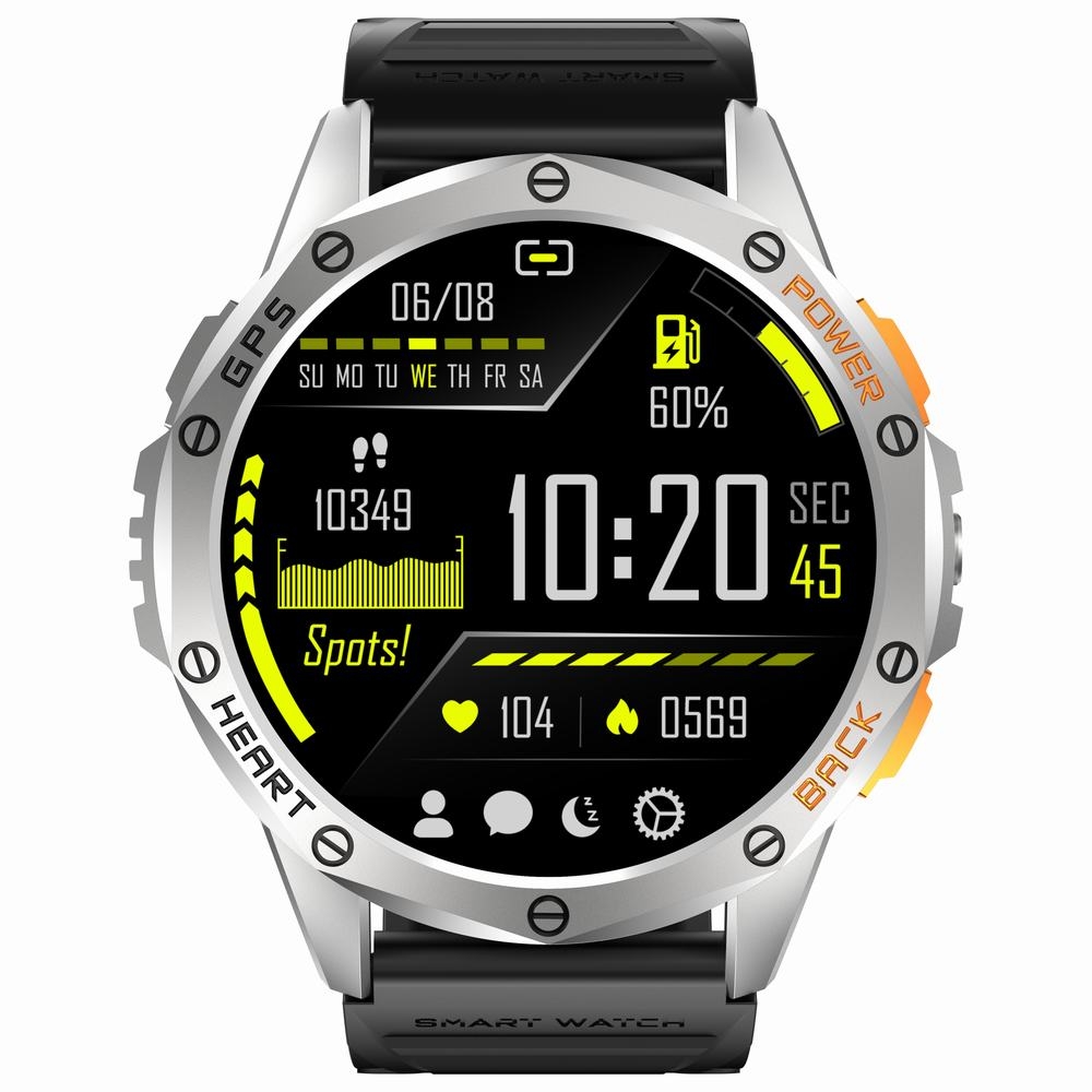 Smartwatch Męski GRAVITY GPS GT24-4 Czarny Pasek Silikonowy + Pomarańczowy Pasek Silikonowy - obrazek 3