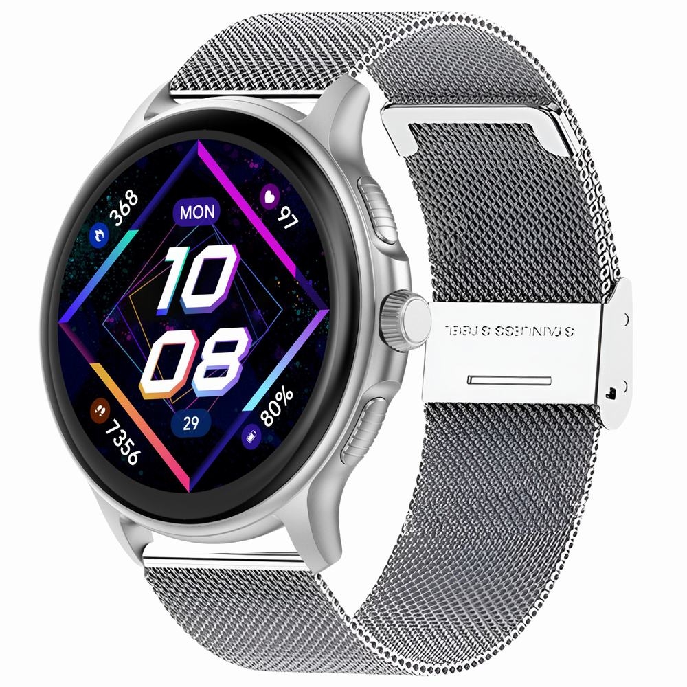 Smartwatch Damski GRAVITY GT12-7 Czarny Pasek Silikonowy + Srebrna Bransoleta - obrazek 3