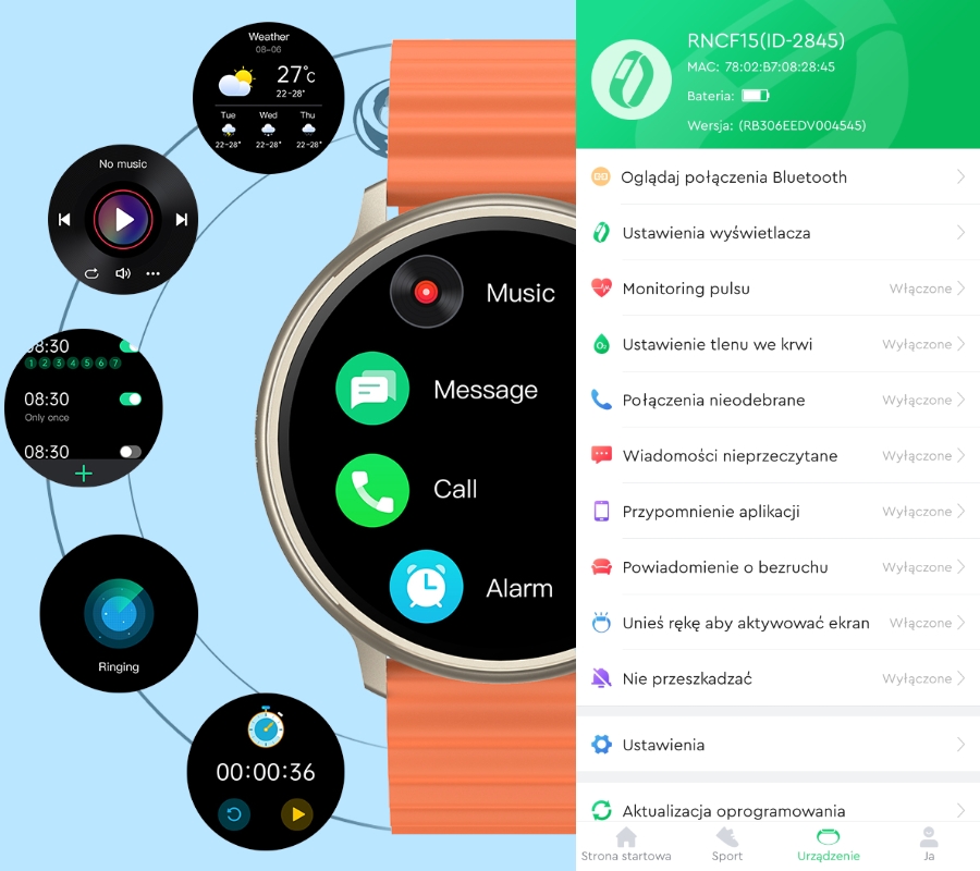 Smartwatch RUBICON RNCF15 Tytan/Black SMARUB259 - obrazek 3