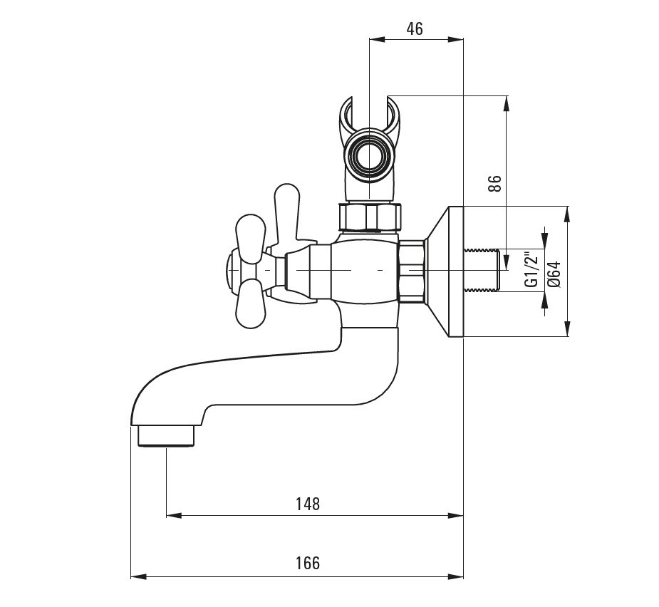 Deante Neo Symetrio bateria wannowo-prysznicowa ścienna chrom BOS011D - obrazek 3
