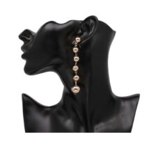 KOLCZYKI DŁUGIE KORALIKI ZŁOTE K638Z