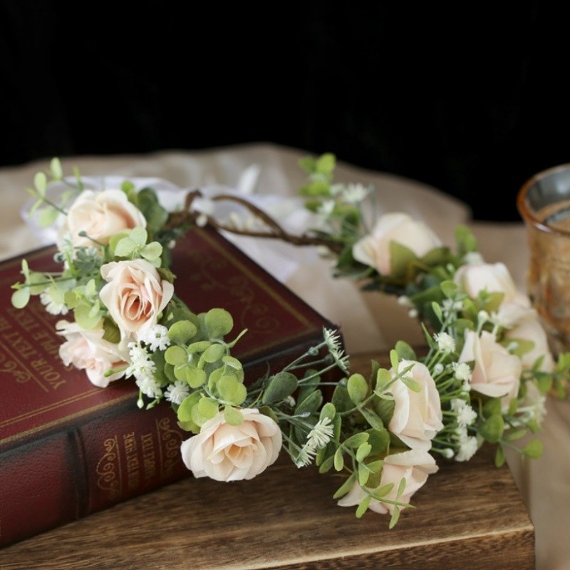 Wianek, opaska do włosów z kwiatów, wianuszek delikatny BOHO W89