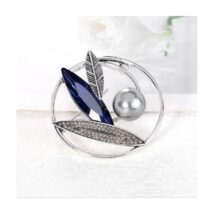Broszka ozdobna KRYSZTAŁOWA owal navy BZ86