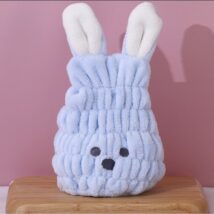 Ręcznik turban na włosy szybkoschnący – niebieski króliczek REC55WZ2