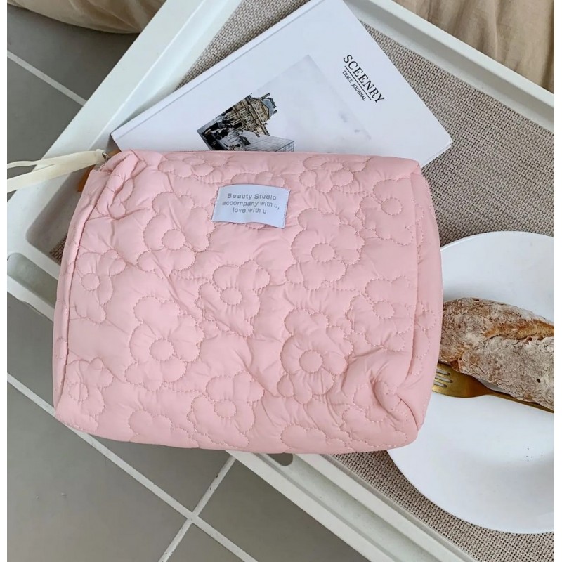 Kosmetyczka pikowana podłużna róż KS99 - obrazek 3