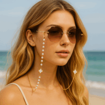 Łańcuszek do okularów cienki złoty perły 76cm LDK03