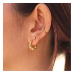 Kolczyki ze stali szlachetnej platerowane 14k złotem KST3037 - obrazek 3