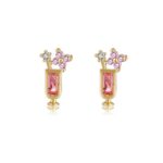 Kolczyki ze stali szlachetnej platerowane 14k złotem sztyft KST3208 - obrazek 3