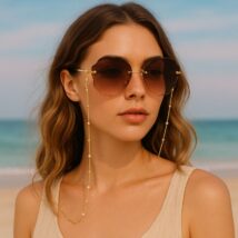 Łańcuszek do okularów cienki złoty kwiat cyrkonie 68cm LDK17