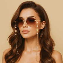 Łańcuszek do okularów cienki złoty kwiat cyrkonie 73cm LDK18