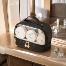 Kosmetyczka organizer na kosmetyki czarna dwupoziomowa 23×13,5x16cm KS115CZ