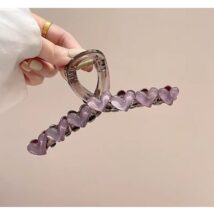 Spinka klamra do włosów z serduszkami XL 13×6 cm fioletowa SP352FIO