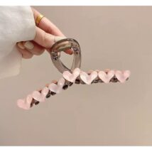 Spinka klamra do włosów z serduszkami XL 13×6 cm różowa SP352R