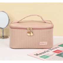 Kosmetyczka rozkładana pikowany kuferek brudny róż KS70