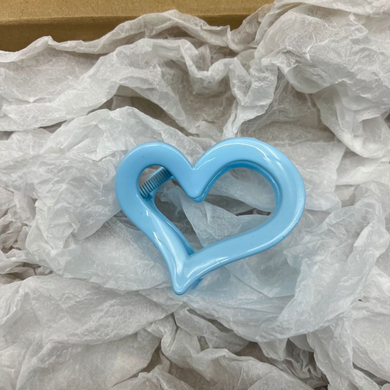 Spinka klamra do włosów XL serce niebieskie 6,5x6cm SP364N - obrazek 3