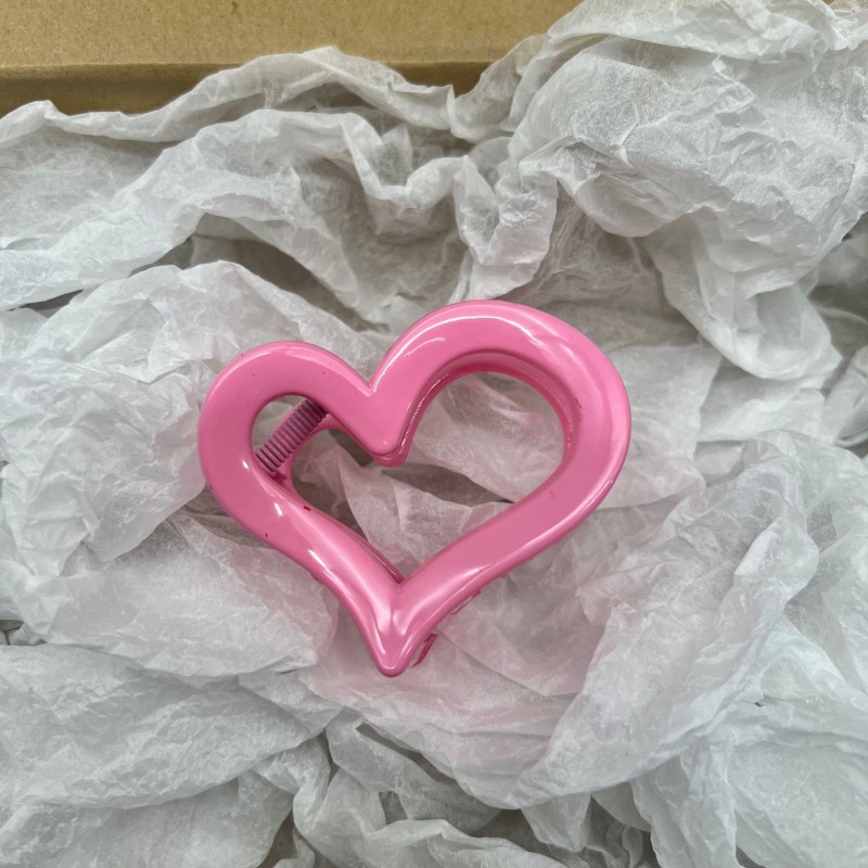 Spinka klamra do włosów XL serce fuksja 6,5x6cm SP364F - obrazek 3