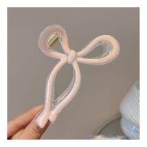 Spinka do włosów, KOKARDA półtransparentna różowa XL 11x6cm SP366R