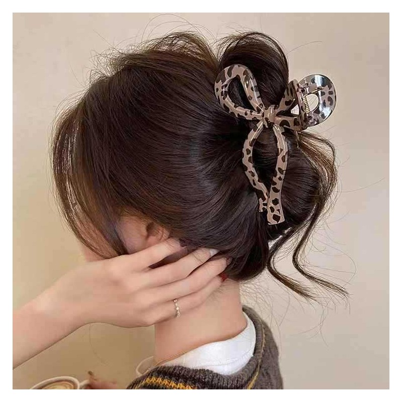 Spinka klamra do włosów XL panterka brązowa 11x6 cm SP370 - obrazek 3