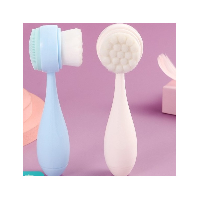 Szczotka do mycia twarzy dwustronna, oczyszczająca, miękka, silikonowa 14,5cm SCZ13K - obrazek 3