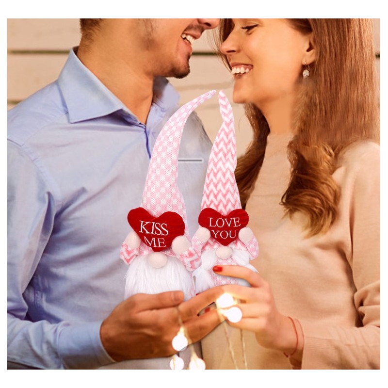 Krasnal Skrzat Walentynkowy Siedzący Jodełka Różowy KSN60 - obrazek 3