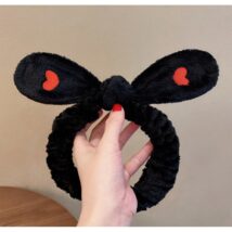 Opaska kosmetyczna do włosów z kokardą Serduszka Czarna OPK11CZ