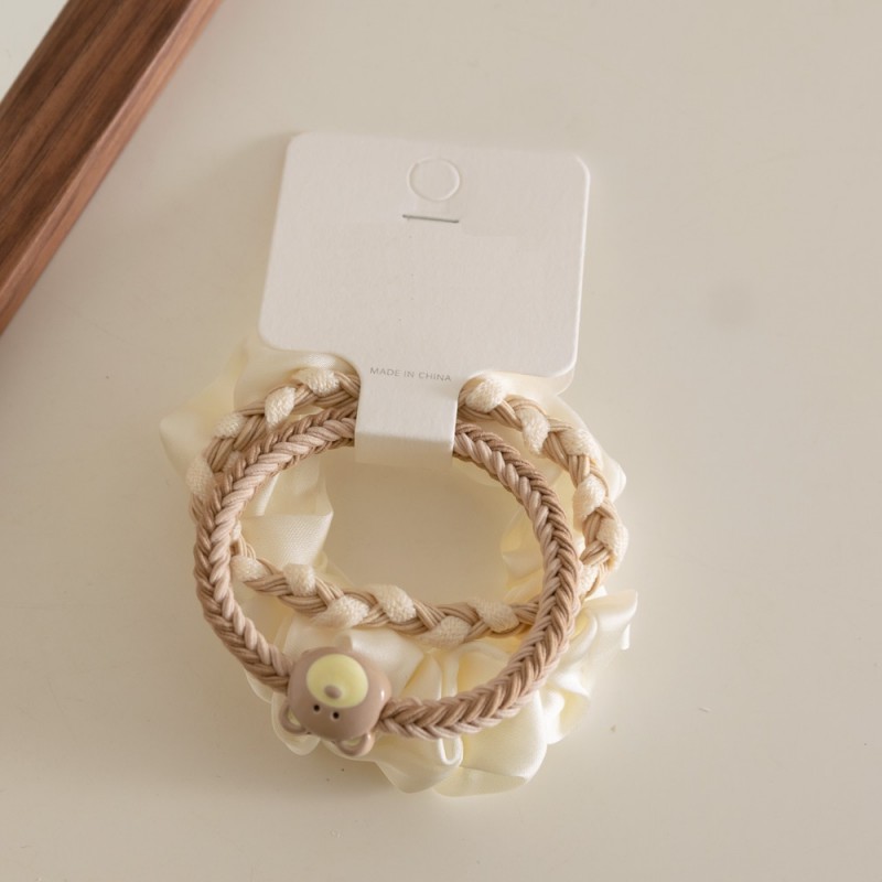 Zestaw frotek gumek do włosów 3w1 na plakietce, plecione MIS, satynowa GUM173K