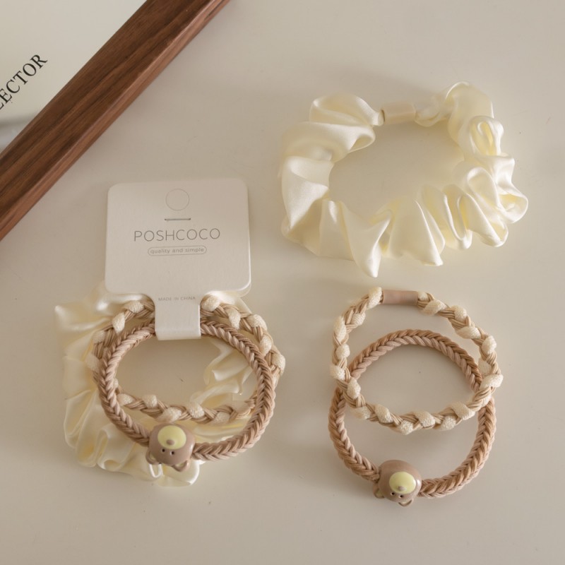 Zestaw frotek gumek do włosów 3w1 na plakietce, plecione MIS, satynowa GUM173K - obrazek 3