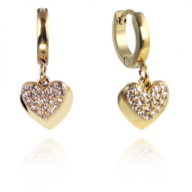 Kolczyki ze stali szlachetnej platerowane 14k złotem SERCA KST3345