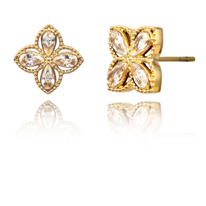 Kolczyki ze stali szlachetnej platerowane 14k złotem KST3347