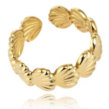 Pierścionek stal chirurgiczna platerowana złotem regulowany PST939