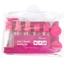 Zestaw pojemniczków i akcesoriów podróżnych 9w1 fuksja KS136F